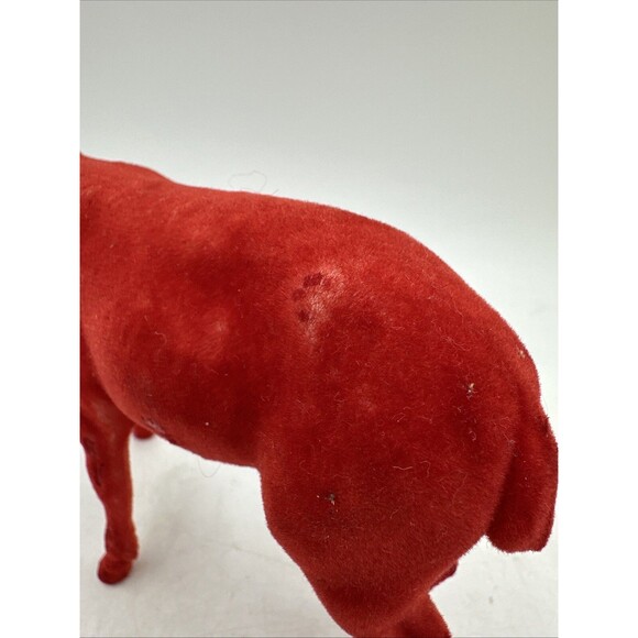 Vintage Red Flocked Reindeer Buck Deer Christmas Decor Plastic - Picture 9 of 16